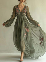 Maxi Dress : Robe Femme Trendy Chiffon Printed in van Seroa