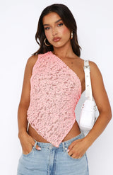 top blouses : Top Femme Haut Dentelle Floral Asymétrique in Rose van Seroa
