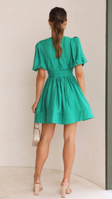 Dresses : Robe Coton Fluide Femme Manches Bouffantes & Décolleté V - Légère in van Seroa
