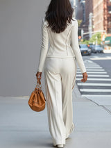 Two-Piece Set : Pantalon Fluide Femme White Stand-up in van Seroa