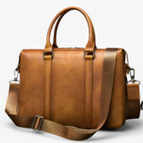 Sac Laptop Femme en Cuir Véritable Noir avec Bandoulière Réglable, 15.6 pouces