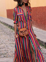 Two-Piece Set : Ensemble Femme Casual Striped Shirt in van Seroa
