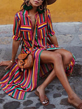 Two-Piece Set : Ensemble Femme Casual Striped Shirt in van Seroa