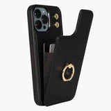 Phone Case : Coque iPhone 13 Pro Luxe - Cuir Antichoc | Coque Magnétique Élégante Noire in Noir van Seroa