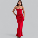 dresses : Robe Femme Élégante Satin in Rouge van Seroa