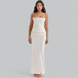 dresses : Robe Femme Élégante Satin in Blanc van Seroa