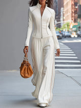 Two-Piece Set : Pantalon Fluide Femme White Stand-up in van Seroa
