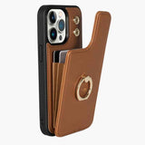 Phone Case : Coque iPhone 13 Pro Luxe - Cuir Antichoc | Coque Magnétique Élégante Noire in Brun van Seroa