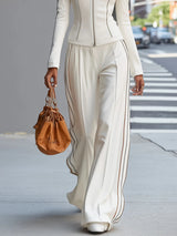 Two-Piece Set : Pantalon Fluide Femme White Stand-up in van Seroa