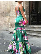 Maxi Dress : Robe Longue Femme Satin Imprimé Maxi in van Cow Clothing