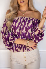 top blouses : Blouse Femme Bohème Épaules Dénudées in Pourpre van Seroa