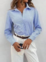 top blouses : Chemise Blanche Femme Chemisier Chic in Bleu van Seroa
