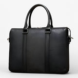 Sac Laptop Femme en Cuir Véritable Noir avec Bandoulière Réglable, 15.6 pouces