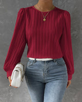 top blouses : Blouse Femme Élégant Plissée in Bourgogne van Seroa