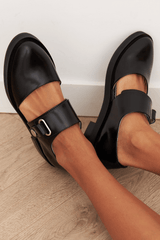 Loafers : Angela Black Buckle Loafers Leather New-In in van Seroa