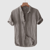 top blouses : Chemise Blanche Femme Lin Manches Courtes in Gris van Seroa