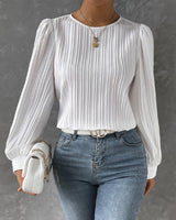 top blouses : Blouse Femme Élégant Plissée in Blanc van Seroa