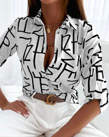 top blouses : Chemise Blanche Femme Imprimé Imprimée Fluide in Blanc van Seroa