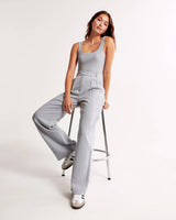 skirts : Pantalon Fluide Femme Jean Taille Haute in Gris clair van Seroa