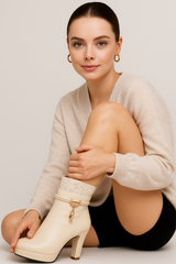 Bottines à Talon Haut et Détails en Lacets et Charm Femme