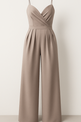 Combinaison élégante femme à bretelles fines et pantalon palazzo doux