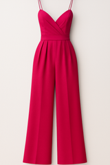 Combinaison élégante femme à bretelles fines et pantalon palazzo doux