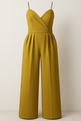 Combinaison élégante femme à bretelles fines et pantalon palazzo doux