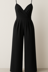 Combinaison élégante femme à bretelles fines et pantalon palazzo doux