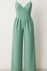 Combinaison élégante femme à bretelles fines et pantalon palazzo doux