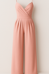 Combinaison élégante femme à bretelles fines et pantalon palazzo doux