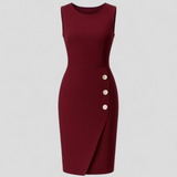 Dresses : Robe Sans Manches avec Boutons Décoratifs Asymétriques Femme in Rosso van Seroa