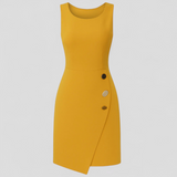 Dresses : Robe Sans Manches avec Boutons Décoratifs Asymétriques Femme in Giallo van Seroa