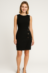 Dresses : Robe Sans Manches avec Boutons Décoratifs Asymétriques Femme in van Seroa
