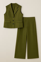 Ensemble Femme avec Gilet Sans Manches et Pantalon Large
