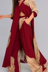 Outfit Sets : Ensemble Femme Élégant avec Chemise et Pantalon Décontracté in Rouge-Kaki van Seroa