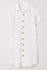 Dresses : Robe Femme Coton Chemise Gaufré in Blanc van Seroa