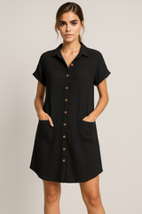 Dresses : Robe Femme Coton Chemise Gaufré in van Seroa