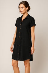 Dresses : Robe Femme Coton Chemise Gaufré in van Seroa