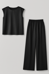 Outfit Sets : Tailleur Femme Noir Élégant avec Pantalon et Blouse pour Cérémonie - Coupe Parfaite in van Seroa
