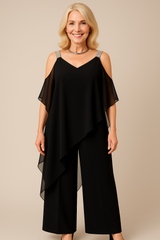 One-Pieces : Combinaison Élégante Femme Asymétrique Une Épaule pour Cérémonie et Soirée - Plusieurs Couleurs in van Seroa