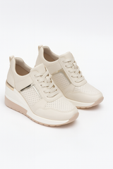 Shoes : Sneakers Femme Noires à talon compensé 8cm, Détails métalliques, Confortables et élégantes in Bianca van Seroa