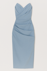 Dresses : Élégante Robe Midi Sans Bretelles pour Femme avec Fente pour Cérémonie Estivale in Bleu van Seroa