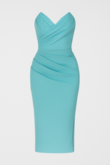 Dresses : Robe Midi Bustier avec Fente Élégante pour Cérémonie Estivale in Vert van Seroa
