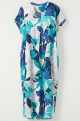 Dresses : Robe Midi Florale Élégante Femme pour Cérémonie, Fête, Cocktail - Tissu Léger, Plusieurs Tailles in Bleu van Seroa