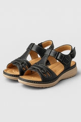 Sandals : Sandales Femme Confortables avec Velcro, Semelle Souple et Réglable in Néron van Seroa