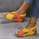 sandals : Sandales Compensées Femme Cuir Noir – Confort Premium & Soutien Voûte Plantaire in Orange van Seroa