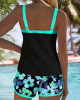 Two-Piece Swimsuit : Short Femme Noir Floral Rembourré in van Seroa