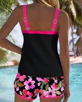 Two-Piece Swimsuit : Short Femme Noir Floral Rembourré in van Seroa