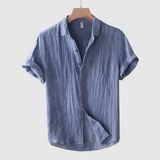 top blouses : Chemise Blanche Femme Lin Manches Courtes in Bleu van Seroa