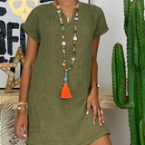 Midi Jurken : Livena | Coton et Lin Robe pour Femmes in Vert van Seroa